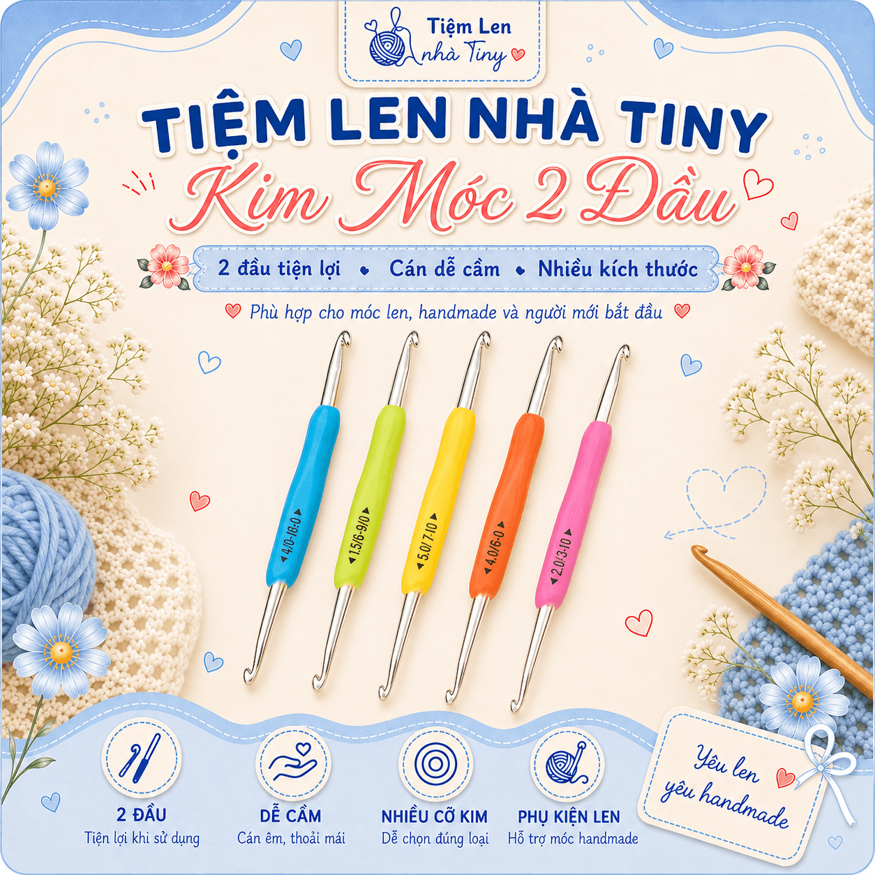 Kim móc 2 đầu cán dẻo